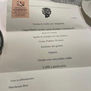 Menu del Ristorante Al Gambero a Calvisano