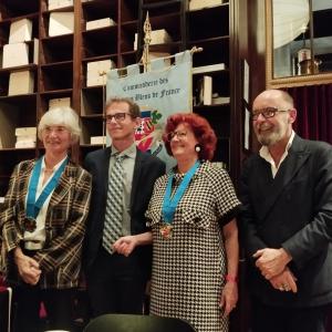 Da sinistra, Ileana Bussani Delegata FVG, l'Architetto Aldo Guagnini, Marina Bartolucci Sedmak Presidente Nazionale, Dizzi Alfons Direttore del Caffè Sacher Trieste