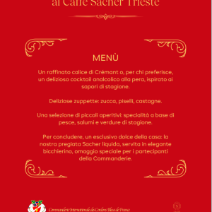 Il menu del Caffè Sacher per l'incontro con la Delegazione FVG